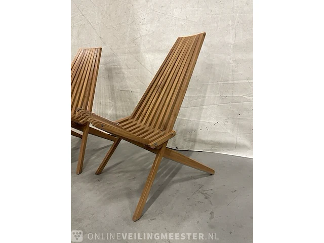 2x teakhouten design klapstoel - afbeelding 4 van  5