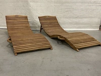 2x teakhouten design ligbedden - afbeelding 2 van  4