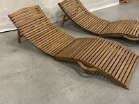 2x teakhouten design ligbedden - afbeelding 3 van  4
