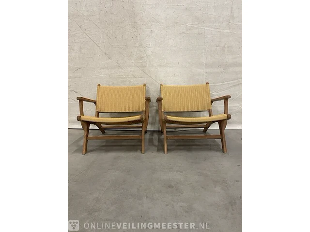 2x teakhouten lounge stoel - afbeelding 1 van  4