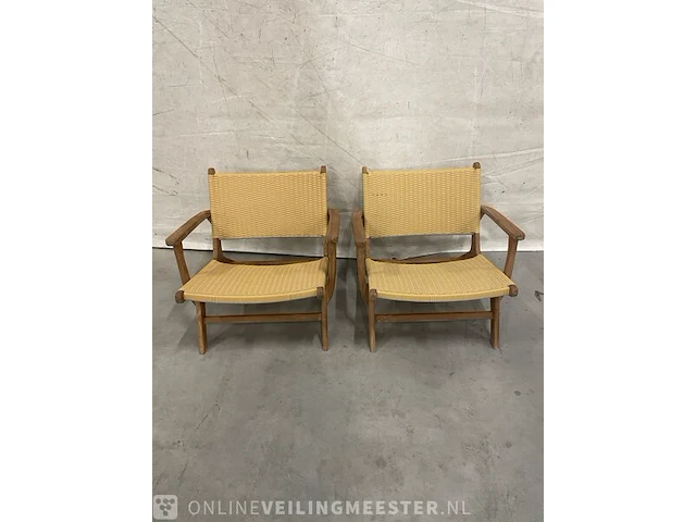 2x teakhouten lounge stoel - afbeelding 2 van  4