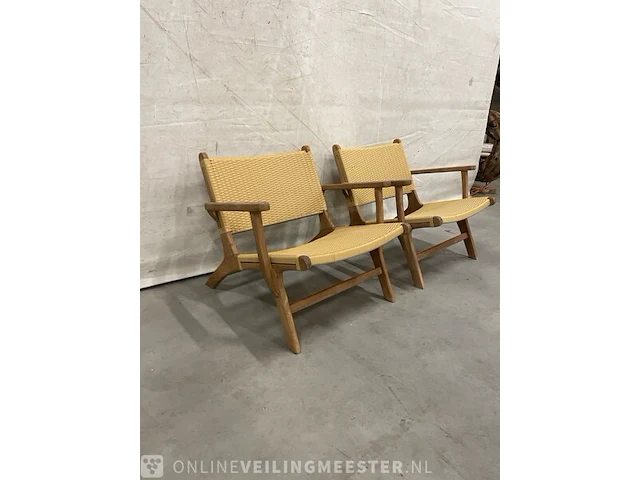 2x teakhouten lounge stoel - afbeelding 3 van  4