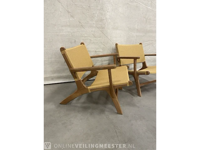 2x teakhouten lounge stoel - afbeelding 4 van  4