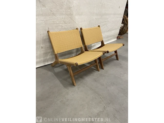2x teakhouten lounge stoel - afbeelding 3 van  3
