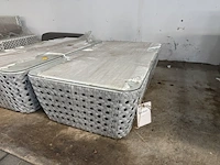 2x tuintafel, bijzettafel met glasplaat 129x70x36 cm - afbeelding 3 van  5