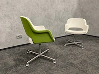2x twinform - design fauteuil - wit leder/ groene stoffering - afbeelding 2 van  14