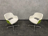 2x twinform - design fauteuil - wit leder/ groene stoffering - afbeelding 6 van  14