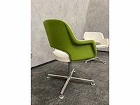 2x twinform - design fauteuil - wit leder/ groene stoffering - afbeelding 9 van  14
