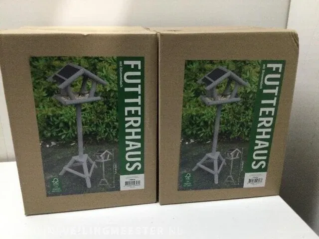 2x vogelhuis op standaard esschert design, zy0b1034g, grijs - afbeelding 2 van  4