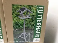 2x vogelhuis op standaard esschert design, zy0b1034g, grijs - afbeelding 3 van  4