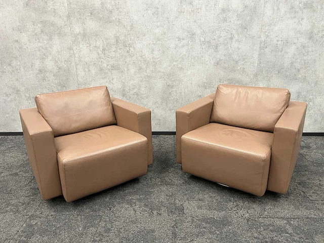 2x walter knoll - draaibare design fauteuil - leder - afbeelding 1 van  16