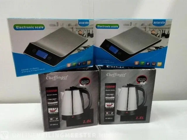 2x waterkoker + 2x keukenweegschaal cheffinger o.a. , cf-55k1.8 - afbeelding 1 van  3