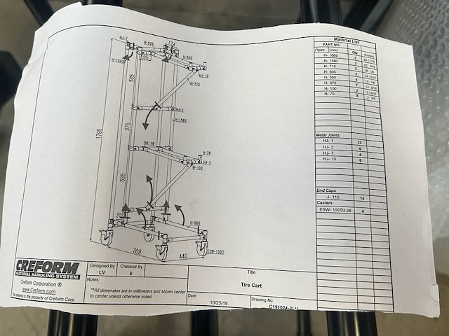 2x werkplaats trolley voor o.a. fietsbanden/-velgen creform - afbeelding 6 van  6