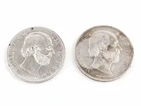 2x zilveren rijksdaalders koning willem 1868, 1869 - afbeelding 1 van  6