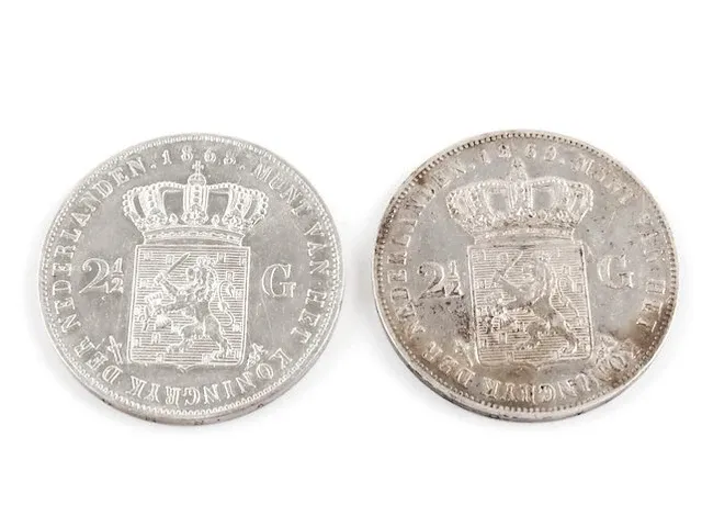 2x zilveren rijksdaalders koning willem 1868, 1869 - afbeelding 4 van  6