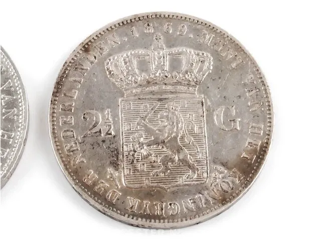 2x zilveren rijksdaalders koning willem 1868, 1869 - afbeelding 6 van  6