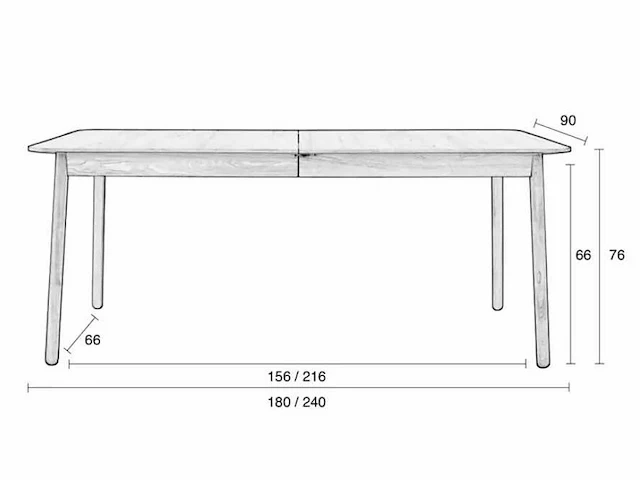 2x zuiver - table glimps 180/240x90 natural - eetkamertafel - afbeelding 11 van  18