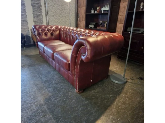 3- zits bank chesterfield, winfield basic, rood - afbeelding 2 van  3