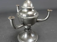 3 armige tinnen olielamp - afbeelding 1 van  5