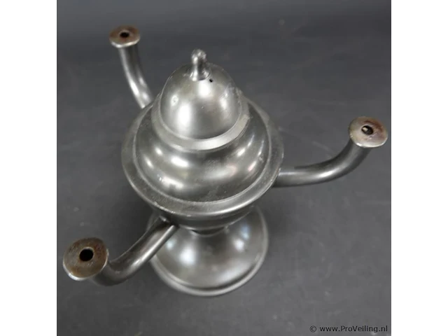 3 armige tinnen olielamp - afbeelding 3 van  5