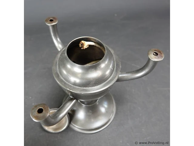 3 armige tinnen olielamp - afbeelding 4 van  5
