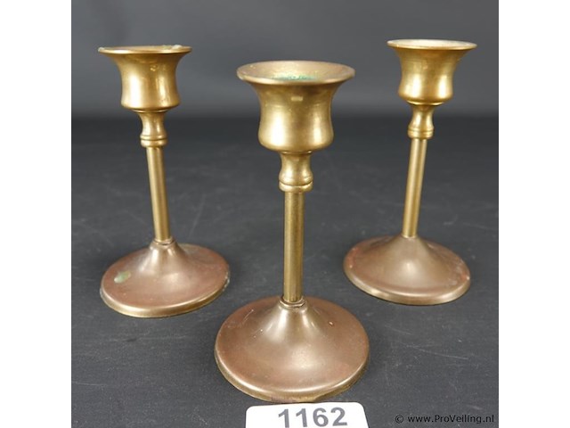 3 brons/messing kandelaren - afbeelding 1 van  5