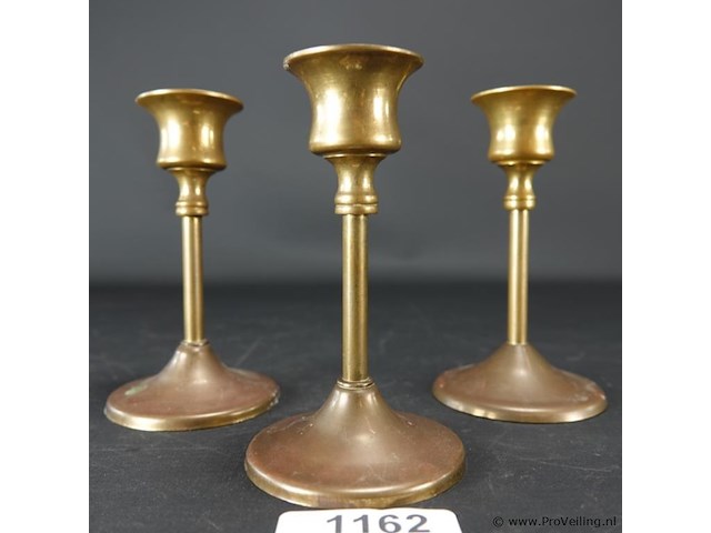 3 brons/messing kandelaren - afbeelding 2 van  5