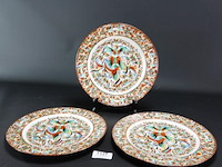 3 chinees rose butterfly porseleinen borden - afbeelding 1 van  5