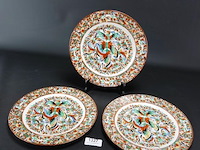 3 chinees rose butterfly porseleinen borden - afbeelding 2 van  5