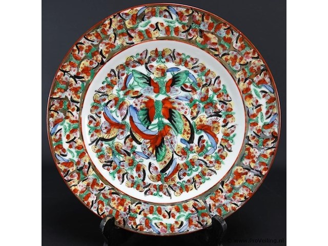3 chinees rose butterfly porseleinen borden - afbeelding 3 van  5