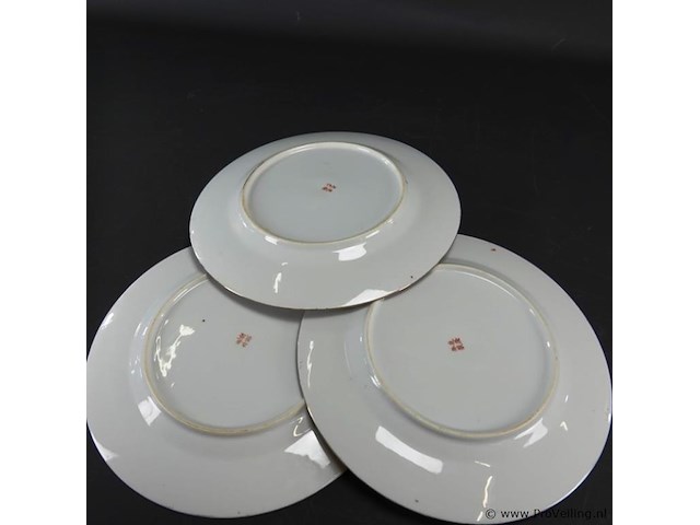 3 chinees rose butterfly porseleinen borden - afbeelding 4 van  5