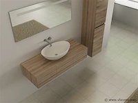 3-delig duo-badkamermeubel (120cm) - licht hout decor - incl. kranen - afbeelding 3 van  5