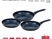 3-delige braadpannen pfas vrije anti aanbak-blauw - afbeelding 1 van  5