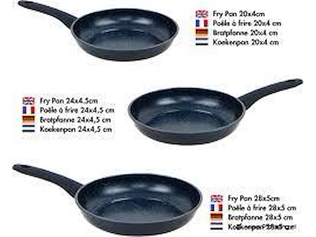 3-delige braadpannen pfas vrije anti aanbak-blauw - afbeelding 5 van  5