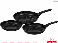 3-delige braadpannen pfas vrije anti aanbak-zwart - afbeelding 1 van  5