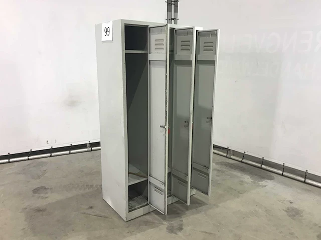 3-delige lockerkast met sleutels (2x) - afbeelding 3 van  7