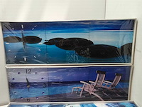 3-luik op canvas met klok. (3x) - afbeelding 2 van  4