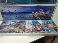 3-luik op canvas met klok. (3x) - afbeelding 3 van  4