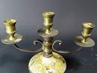 3 punts koperen kandelaar op cloisonne voet - afbeelding 2 van  5
