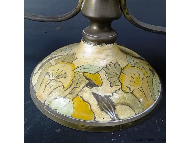 3 punts koperen kandelaar op cloisonne voet - afbeelding 4 van  5