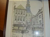 3 schilderijen, 3 tekeningen achter glas, wandversiering - afbeelding 2 van  16