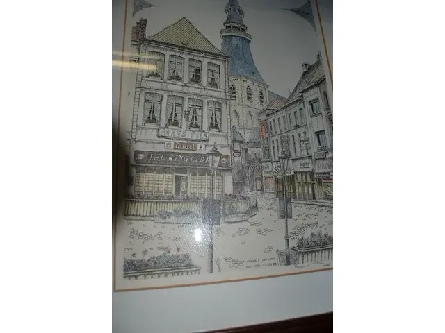 3 schilderijen, 3 tekeningen achter glas, wandversiering - afbeelding 3 van  16