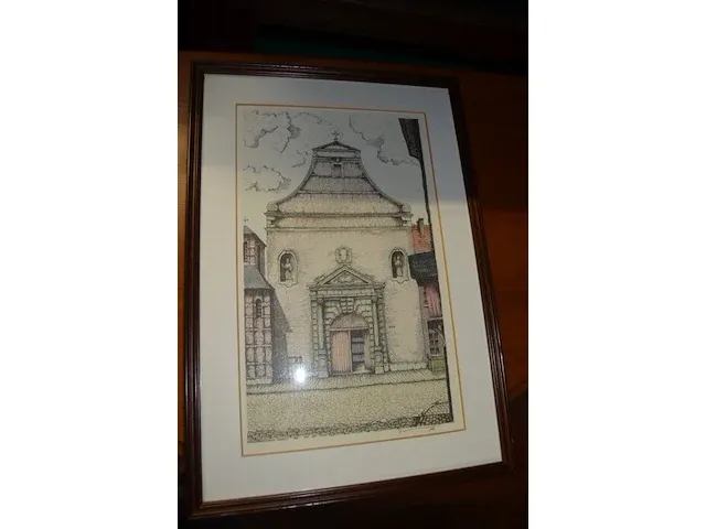 3 schilderijen, 3 tekeningen achter glas, wandversiering - afbeelding 4 van  16