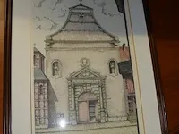 3 schilderijen, 3 tekeningen achter glas, wandversiering - afbeelding 4 van  16