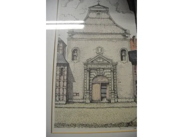 3 schilderijen, 3 tekeningen achter glas, wandversiering - afbeelding 5 van  16
