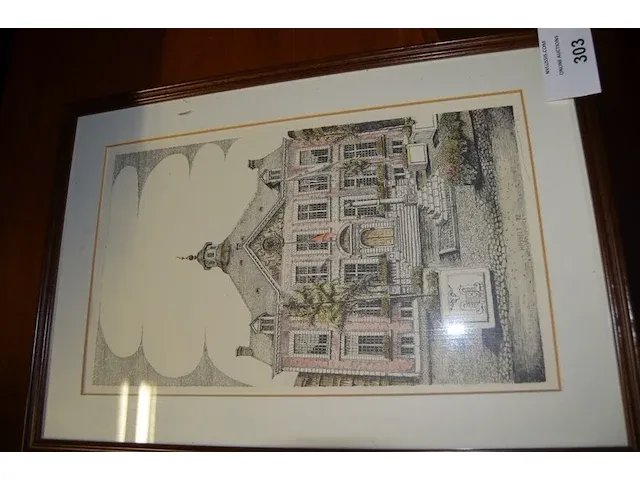 3 schilderijen, 3 tekeningen achter glas, wandversiering - afbeelding 6 van  16