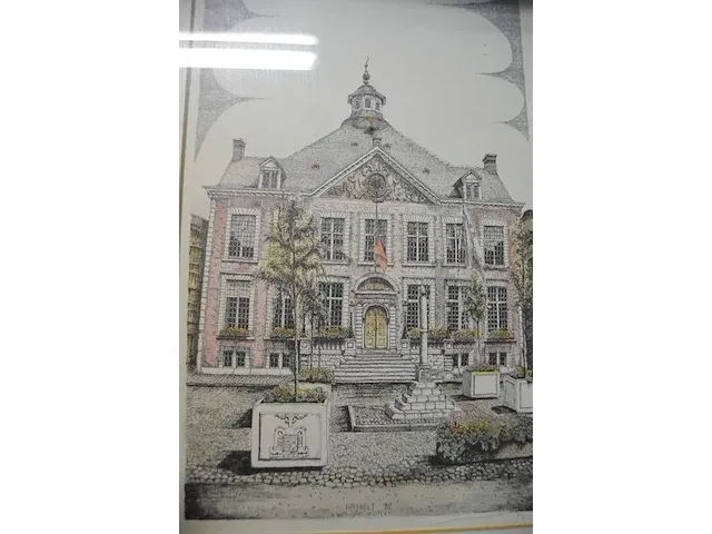 3 schilderijen, 3 tekeningen achter glas, wandversiering - afbeelding 7 van  16