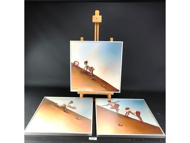 3 x aquarel?. gesigneerd aneta szacherska - afbeelding 1 van  5