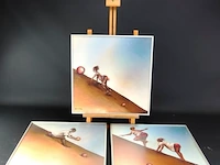 3 x aquarel?. gesigneerd aneta szacherska - afbeelding 1 van  5