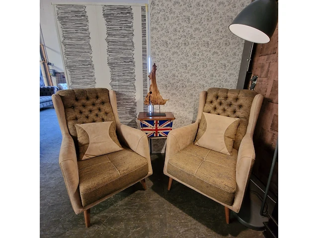 3-zits + 2-zits bank chesterfield, dareton, beige - afbeelding 8 van  10